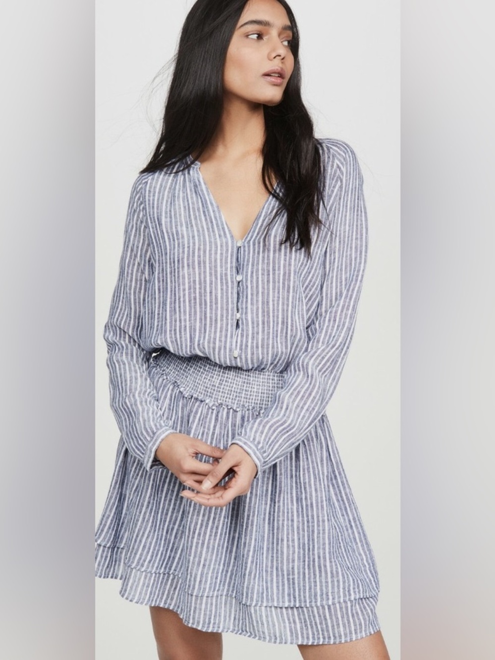 (NWT) Rails Jasmine Linen Dress Tibet Stripe In Gray And White Women’s S